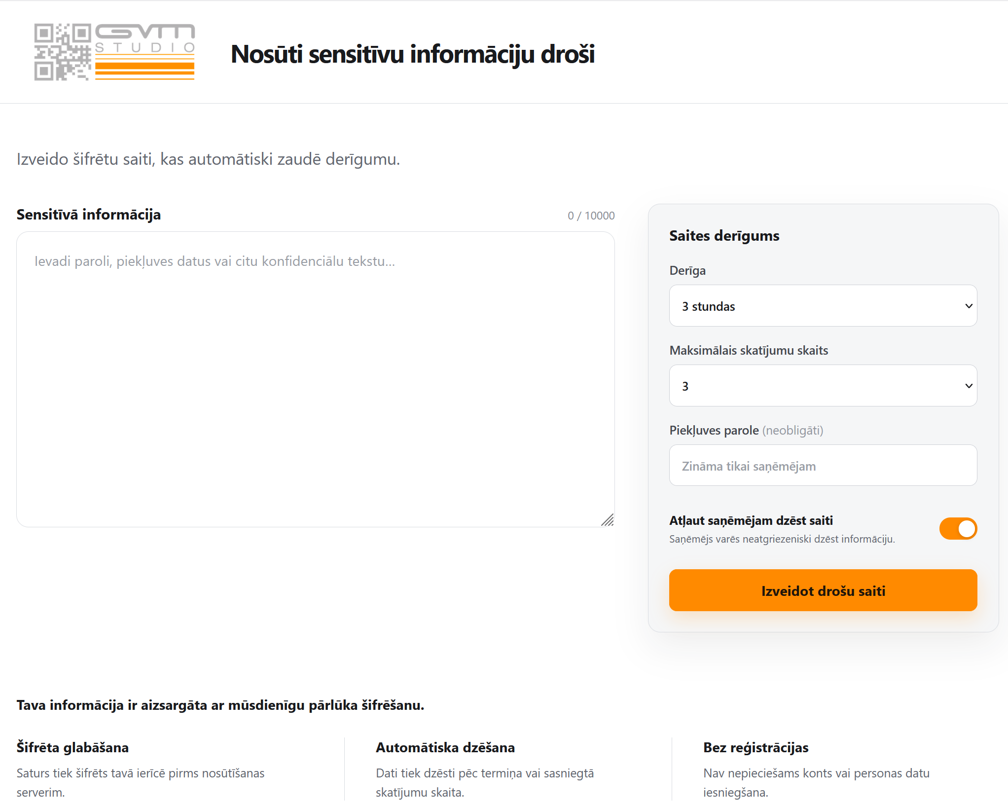 Nosūti sensitīvu informāciju droši